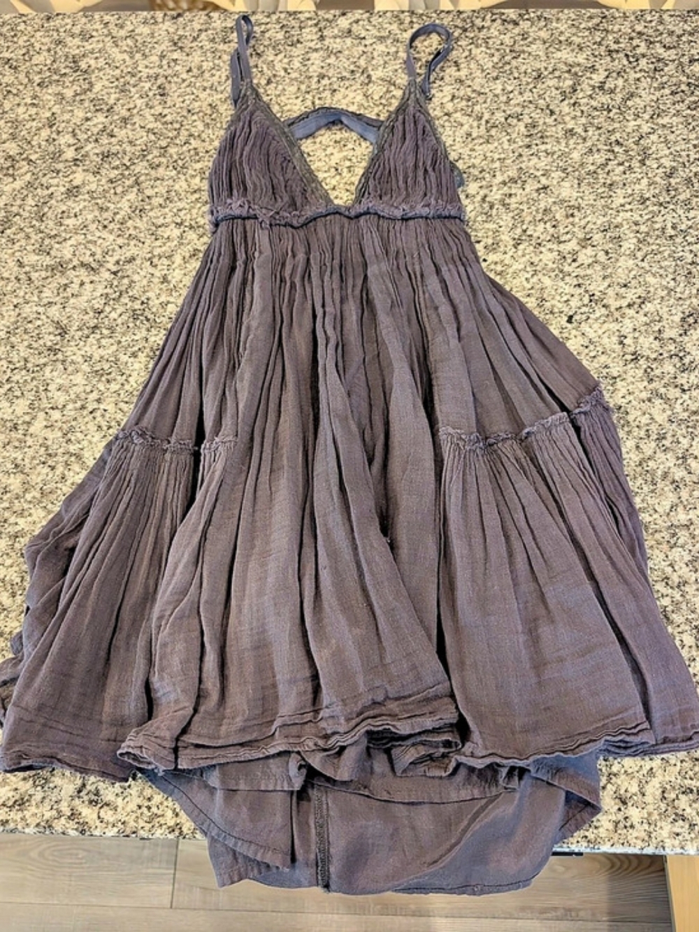 Free People Crinkle Mini Dress in Dark Gray